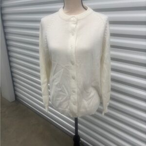 🤍 Vintage Society 100% Merino Wool Cardigan Sweater – Size M (Estimated)